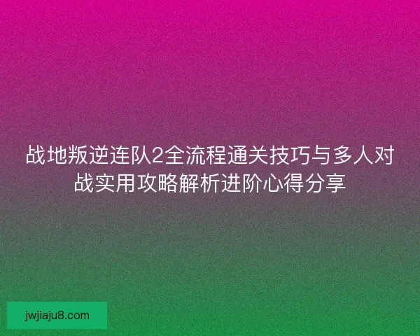 战地叛逆连队2全流程通关技巧与多人对战实用攻略解析进阶心得分享