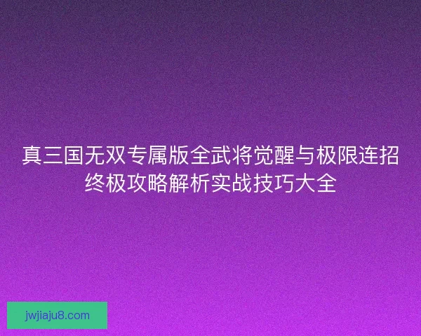 真三国无双专属版全武将觉醒与极限连招终极攻略解析实战技巧大全